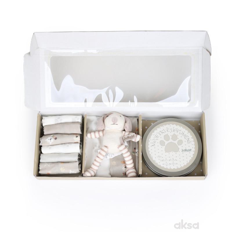 Jungle bebi set prvi otisak, sivi pas 