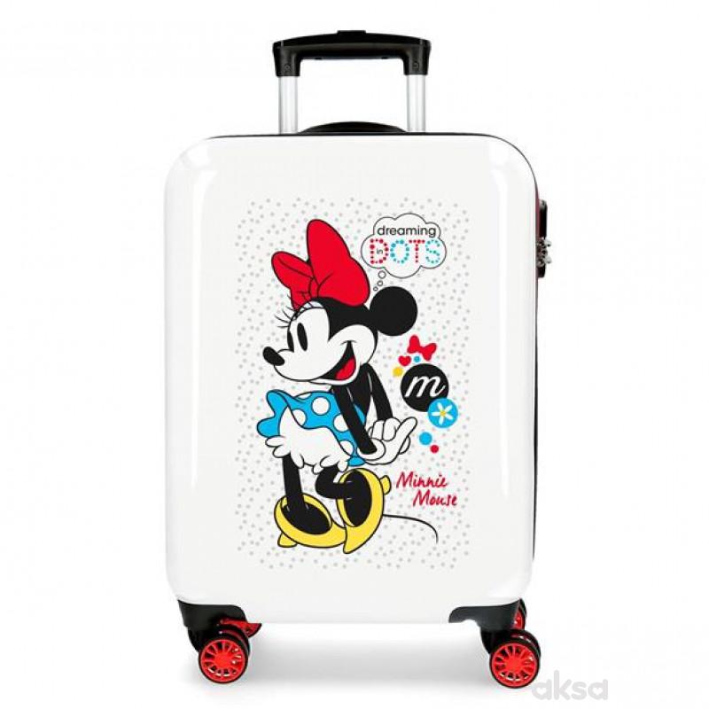 ABS Kofer 55cm sa 4 dupla točkića minnie beli