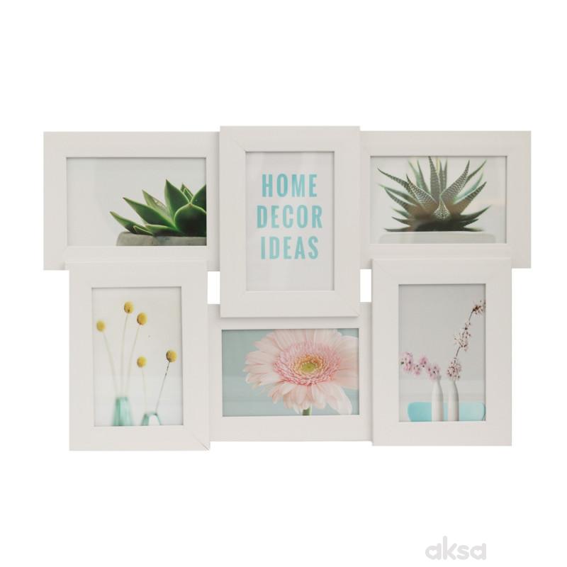 Cute&Cool HOME drveni ram za 6 slika beli 49x31x2