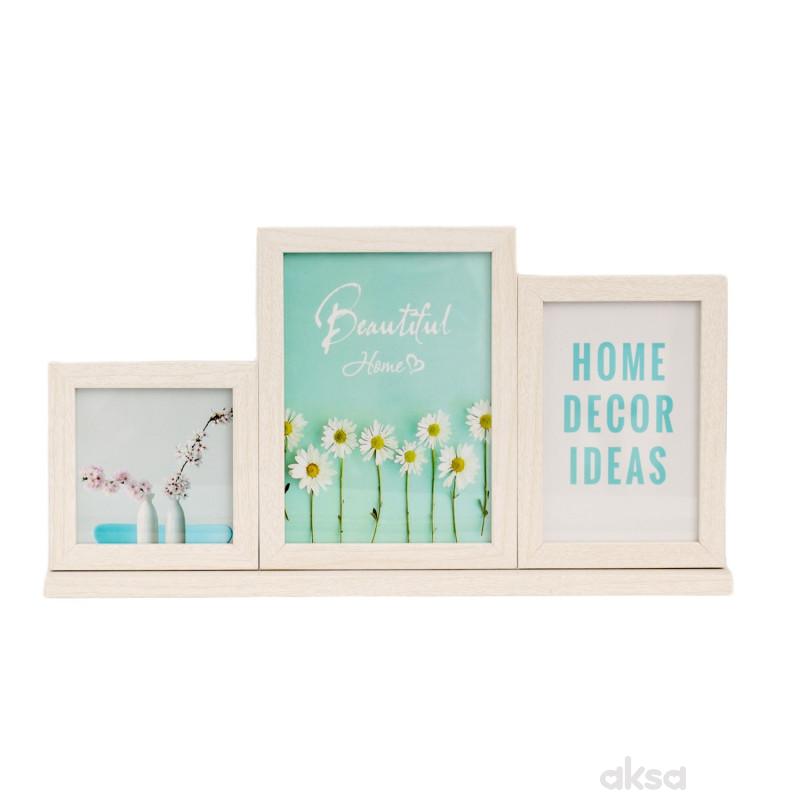 Cute&Cool HOME drveni ram za 3 slike beli41x21,5x5