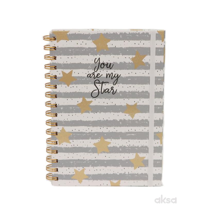 Be Cool notes sa zvezdicama sivi A5