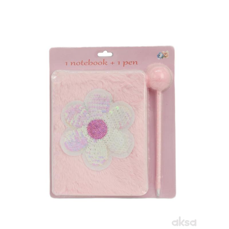 Be Cool notes sa olovkom plišani roze cvet