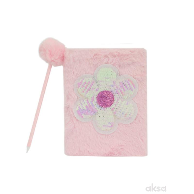 Be Cool notes sa olovkom plišani roze cvet