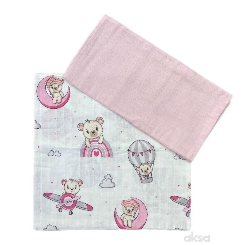 Deksi muslin pelene 2/1, roze 