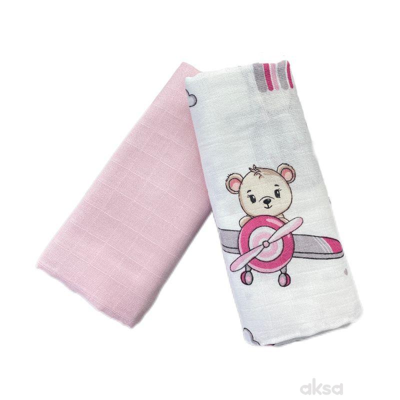 Deksi muslin pelene 2/1, roze 