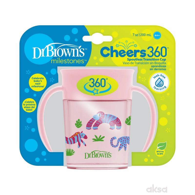 Dr.Browns no spill šolja 360 stepeni 200ml roze