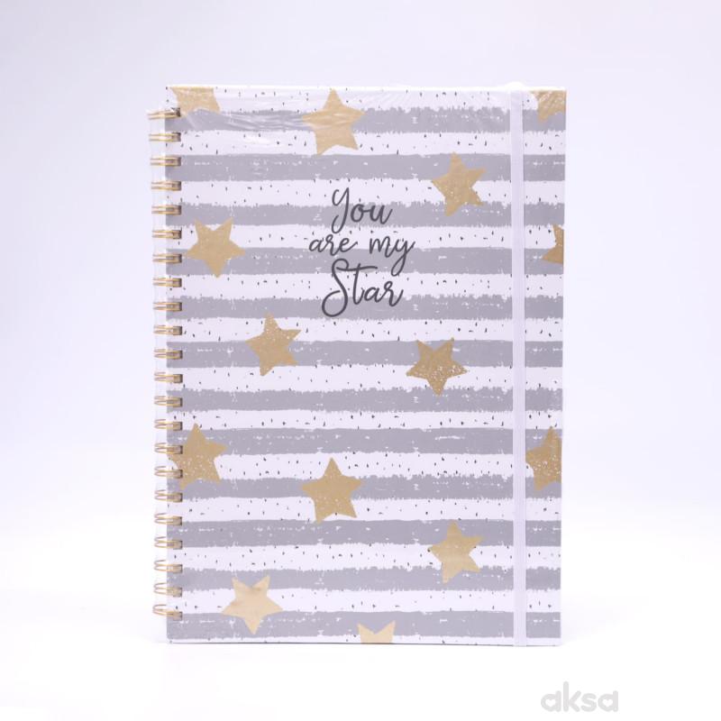 Be Cool notes sa zvezdicama sivi A4 
