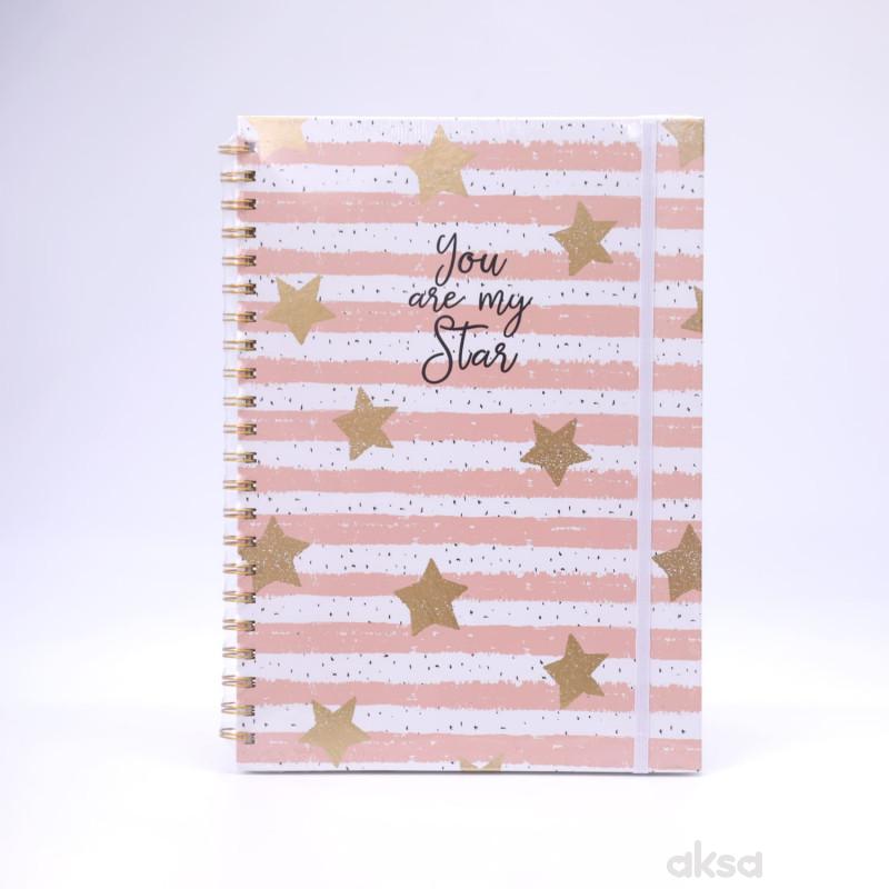 Be Cool notes sa zvezdicama roze A4 