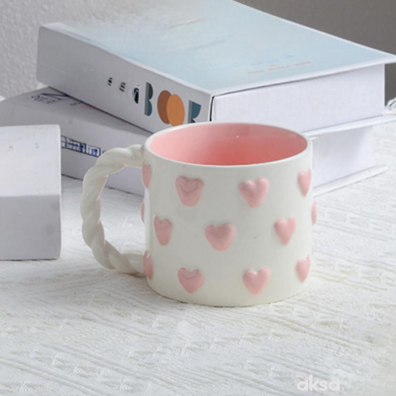 Cute&Cool HOME Keramička šolja bela sa srcima