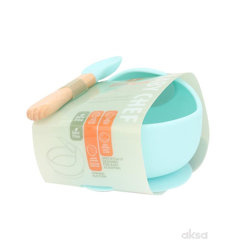 Baby Chef set činija sa kašikom, plavi 