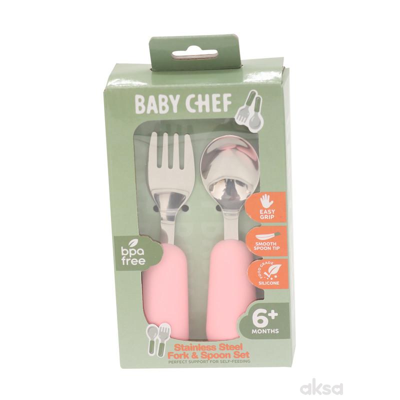 Baby Chef set kašika i viljuška, roze 