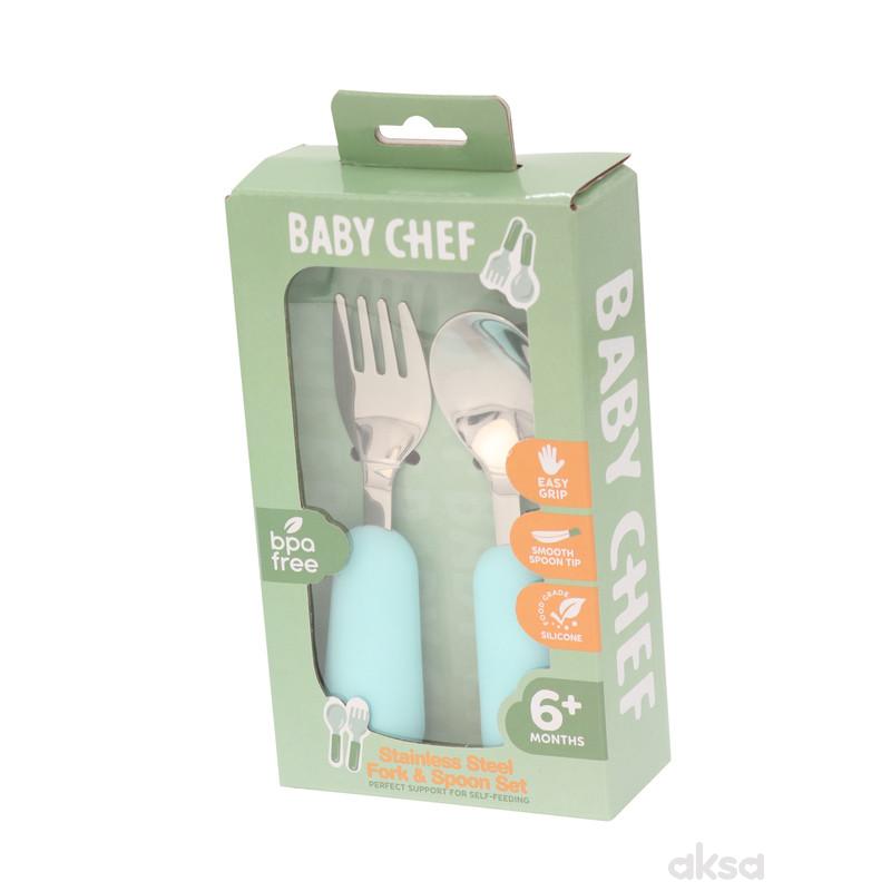 Baby Chef set kašika i viljuška, plavi 