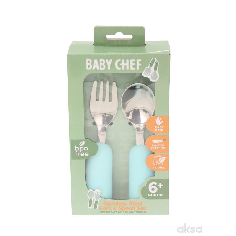 Baby Chef set kašika i viljuška, plavi 