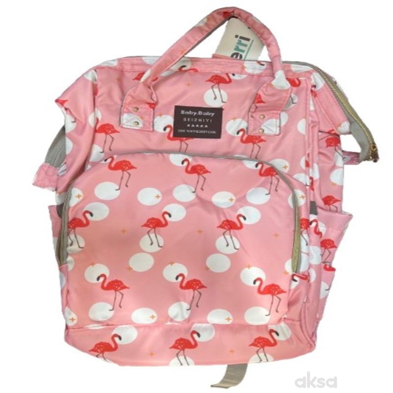 Puerri torba za mame roze sa flamingosima 