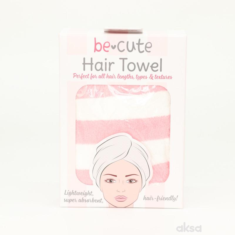 Be Cute Peškir za sušenje kose, roze/bela 
