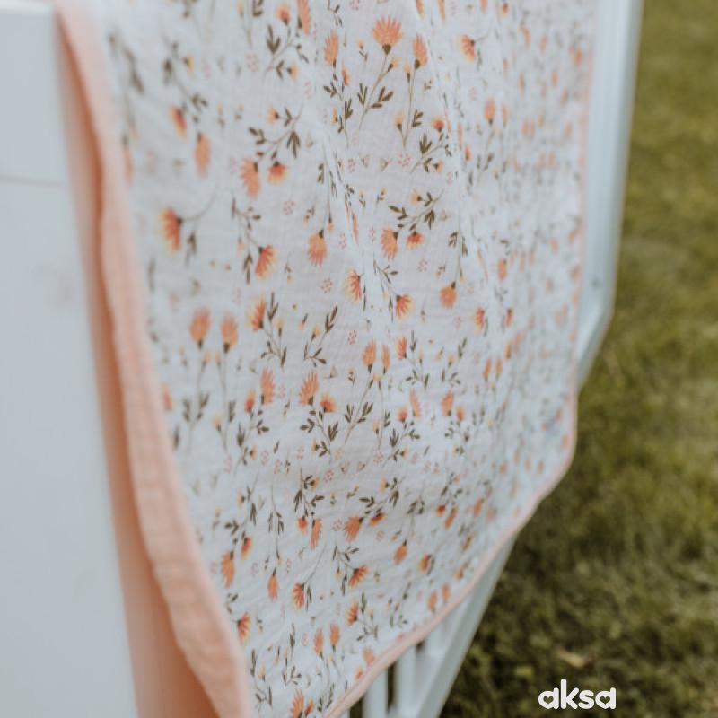 Baby Textil prekrivač od muslina Cvetići, 85x100cm 