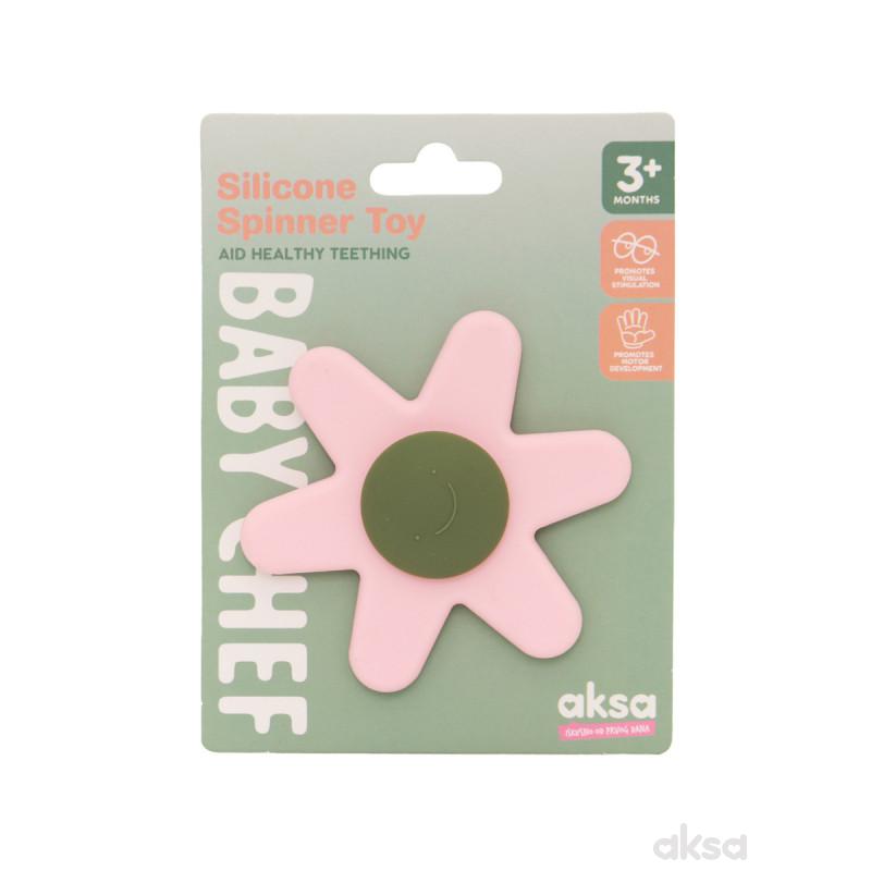 Baby chef silikonski spiner, roze cvet 