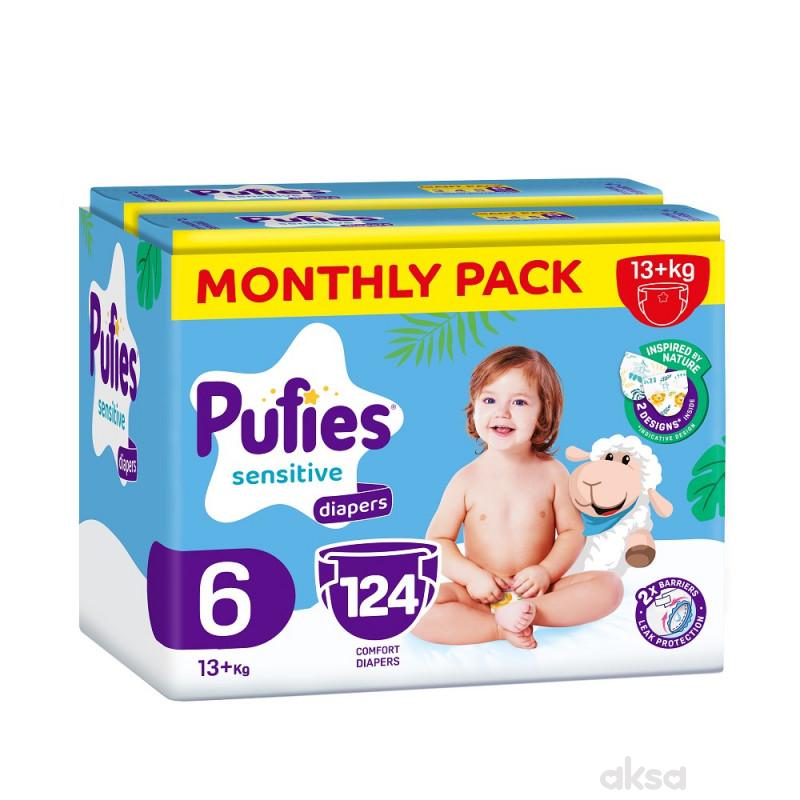 Pufies pelene monthly pack 6 ex.large 13+kg 124kom 
