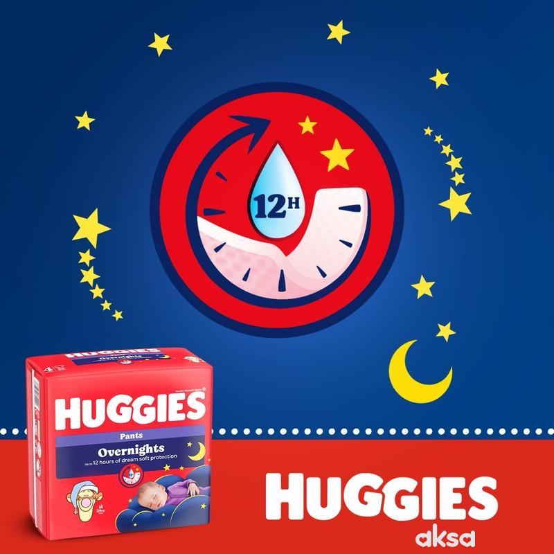Huggies pelene pants overnights 4 9-14kg, 26kom