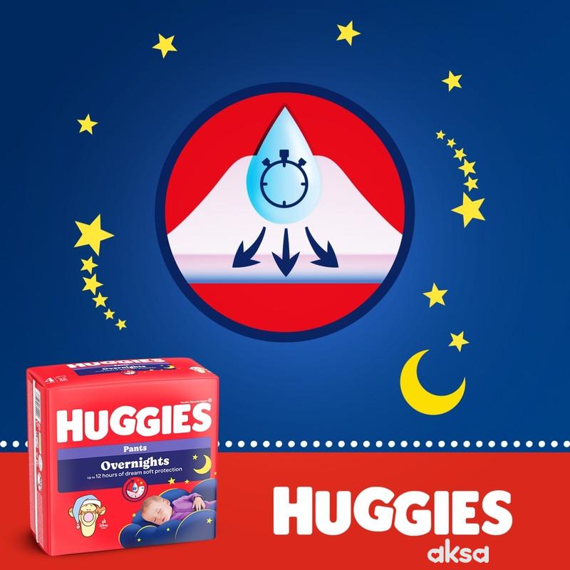 Huggies pelene pants overnights 4 9-14kg, 26kom