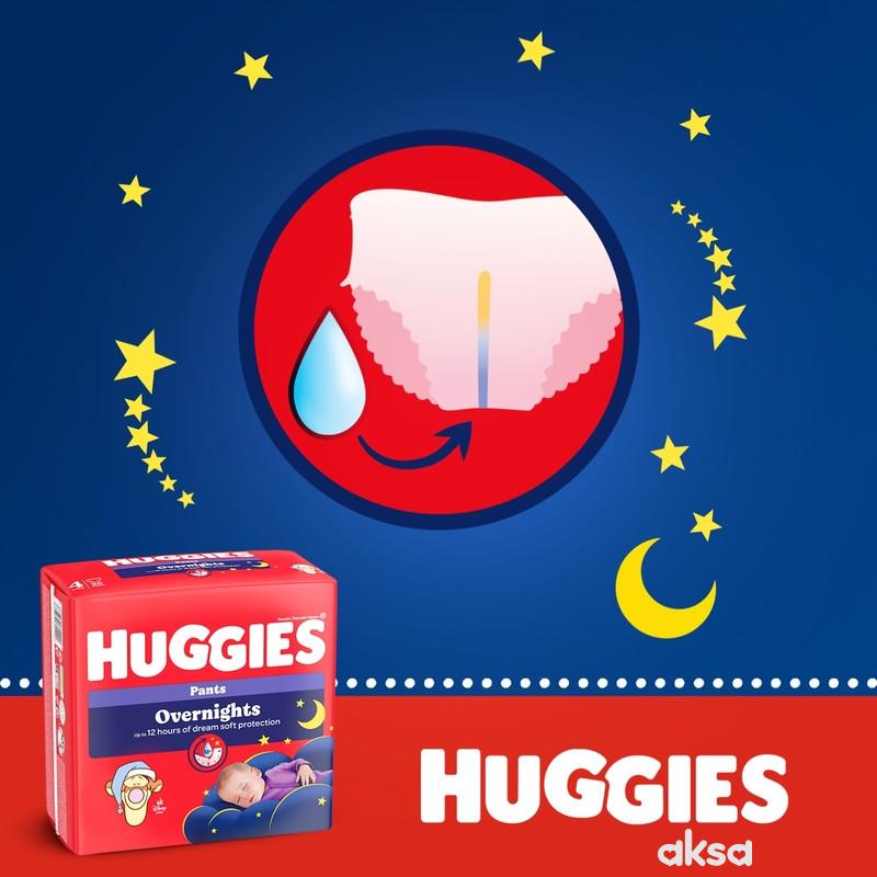 Huggies pelene pants overnights 4 9-14kg, 26kom