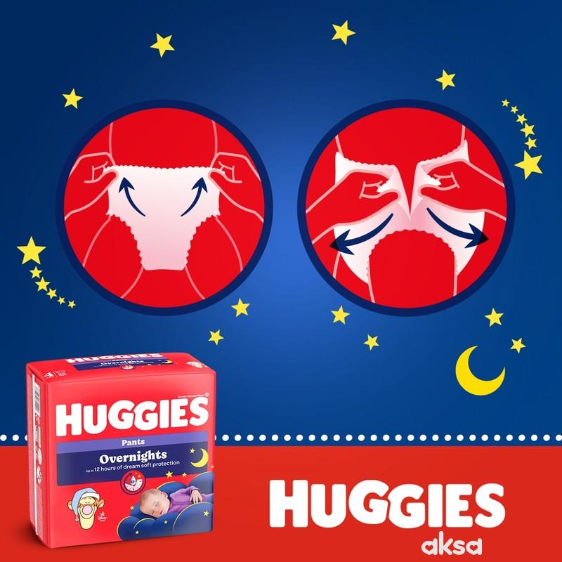 Huggies pelene pants overnights 4 9-14kg, 26kom