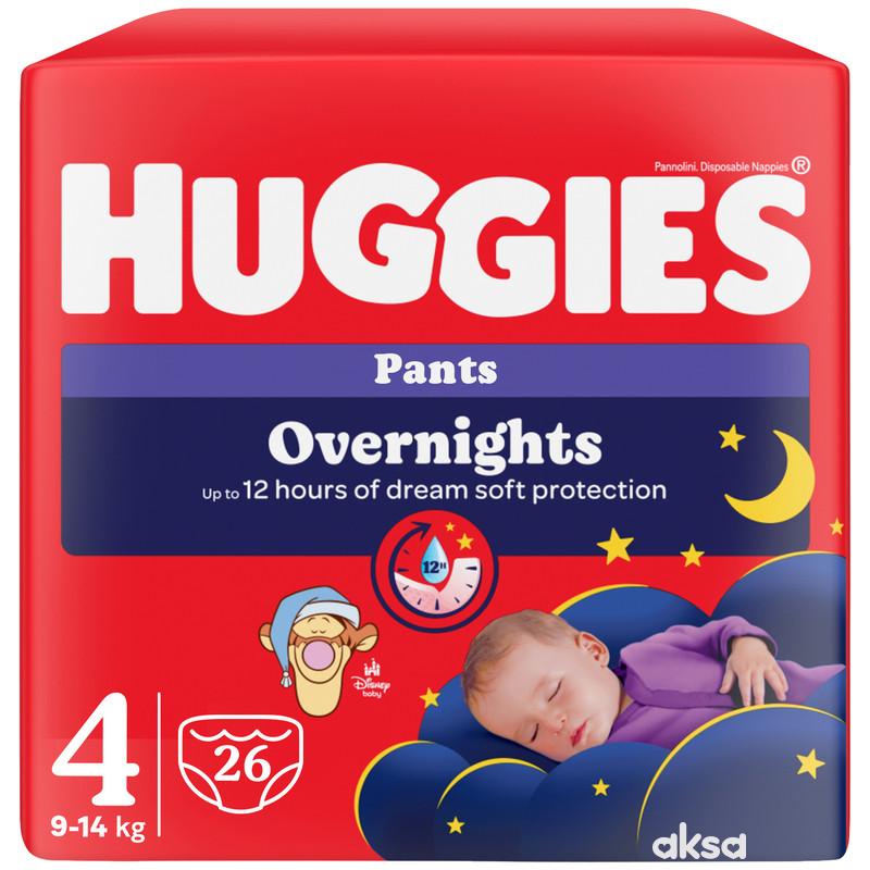 Huggies pelene pants overnights 4 9-14kg, 26kom