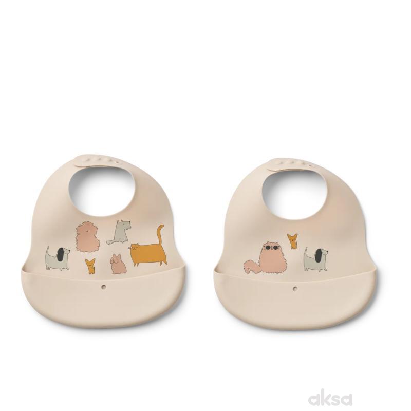 Liewood silik portikla 2pcs Ember,CatsandDogs/Sand 