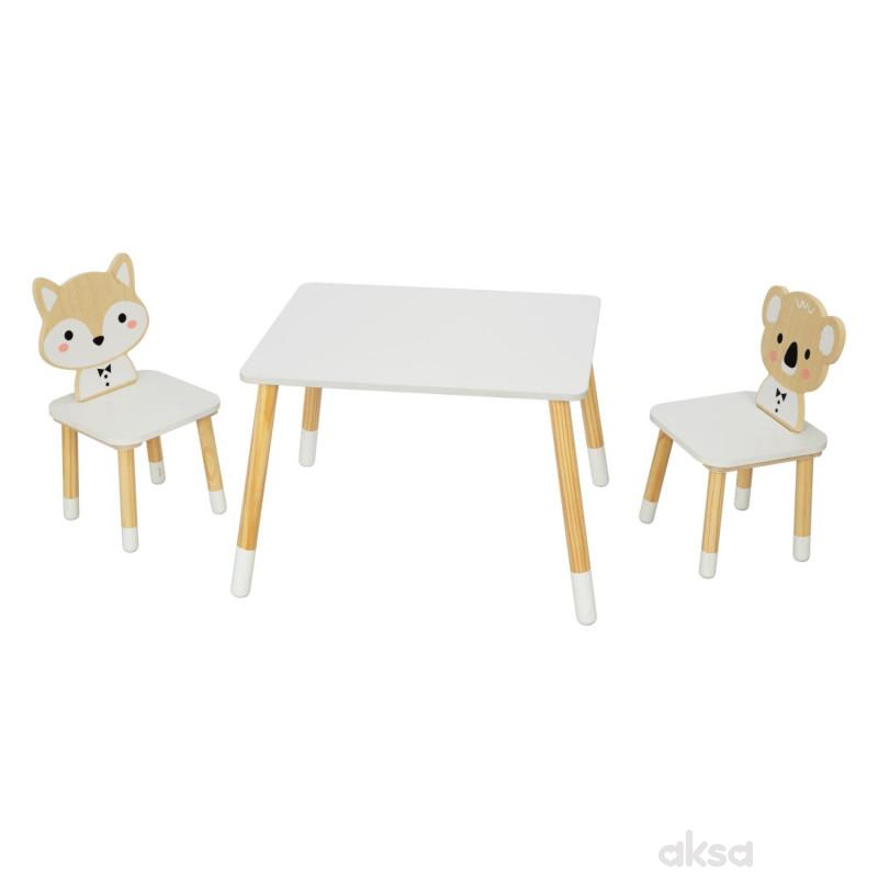 Cute&Cool HOME drveni sto i stolica lija i koala