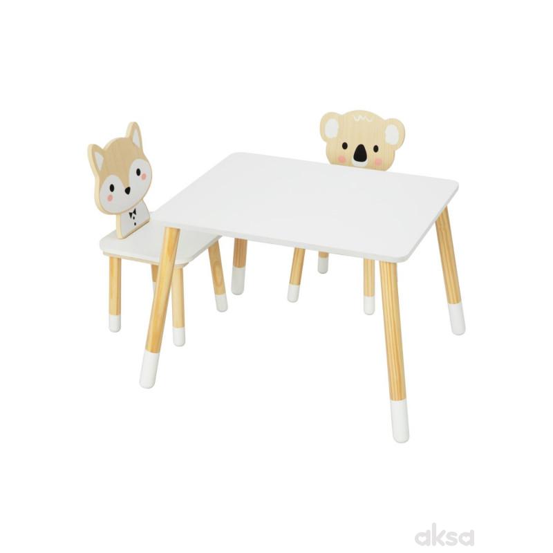 Cute&Cool HOME drveni sto i stolica lija i koala