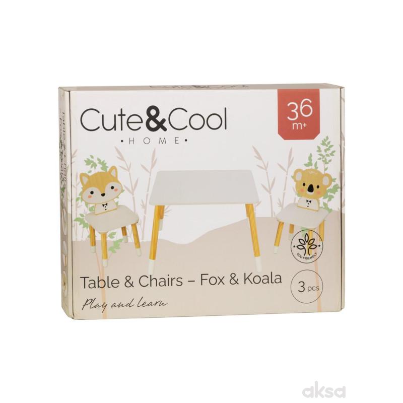 Cute&Cool HOME drveni sto i stolica lija i koala