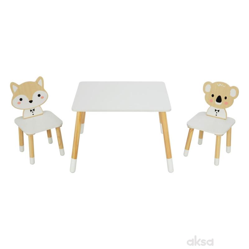 Cute&Cool HOME drveni sto i stolica lija i koala