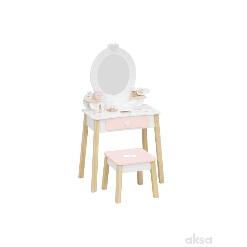 Cute&Cool drvena igračka make-up sto i stolica