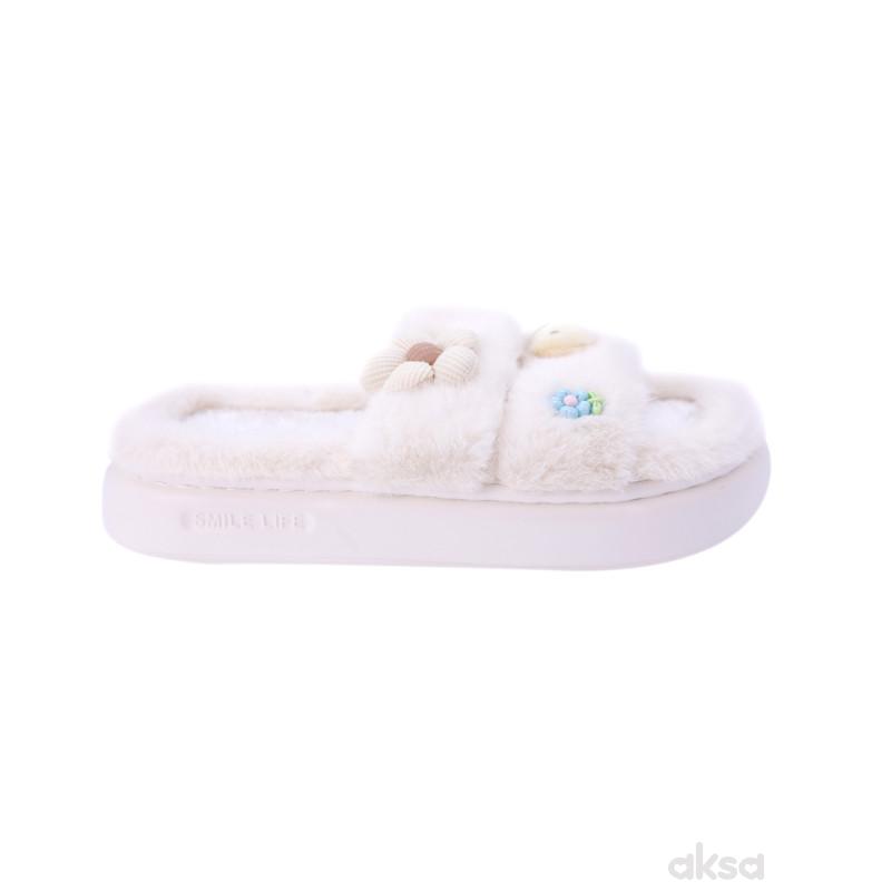 Cute&Cool HOME papuče krznene sa stikerima, bež 