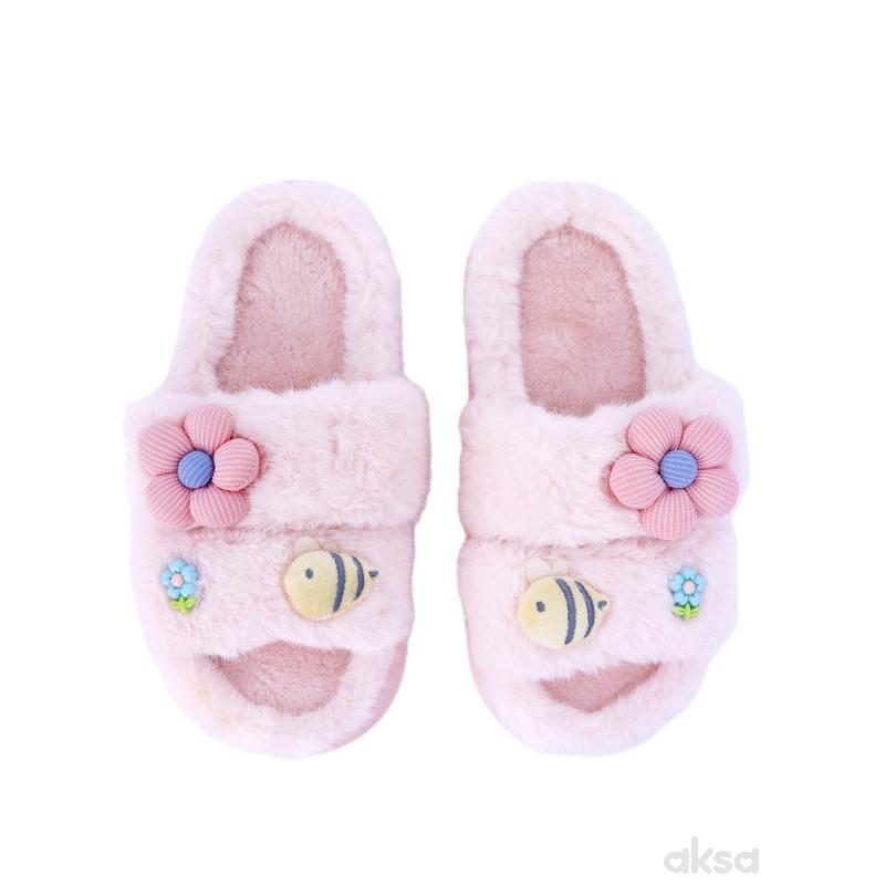 Cute&Cool HOME papuče krznene sa stikerima, roze 