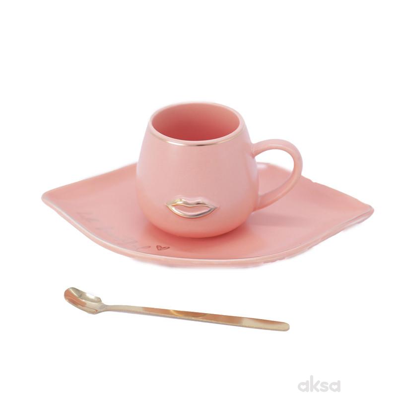 Cute&Cool HOME Set šolja i tacna usne, roze