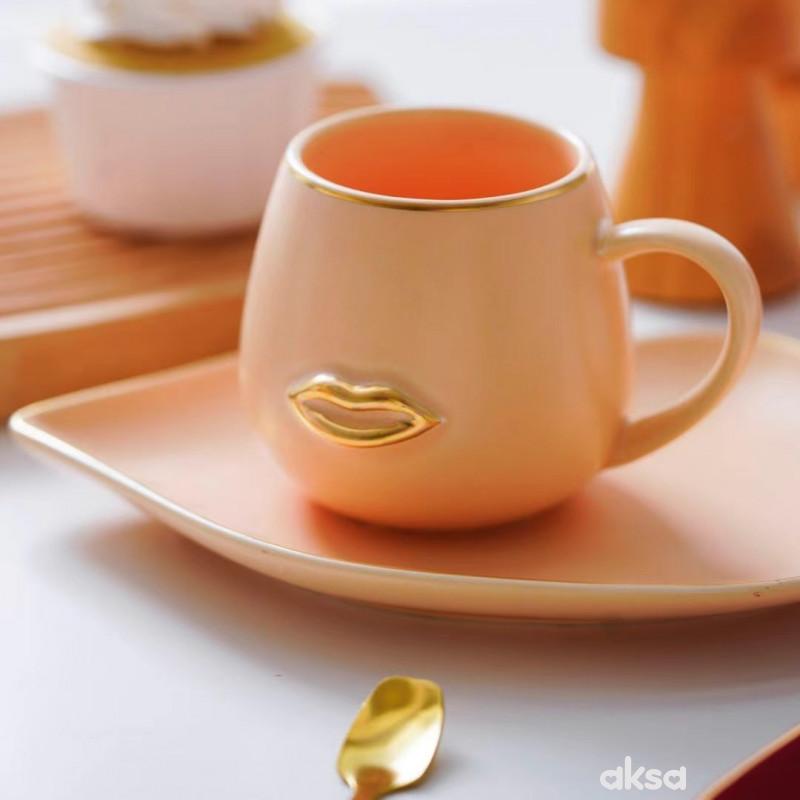 Cute&Cool HOME Set šolja i tacna usne, bež 