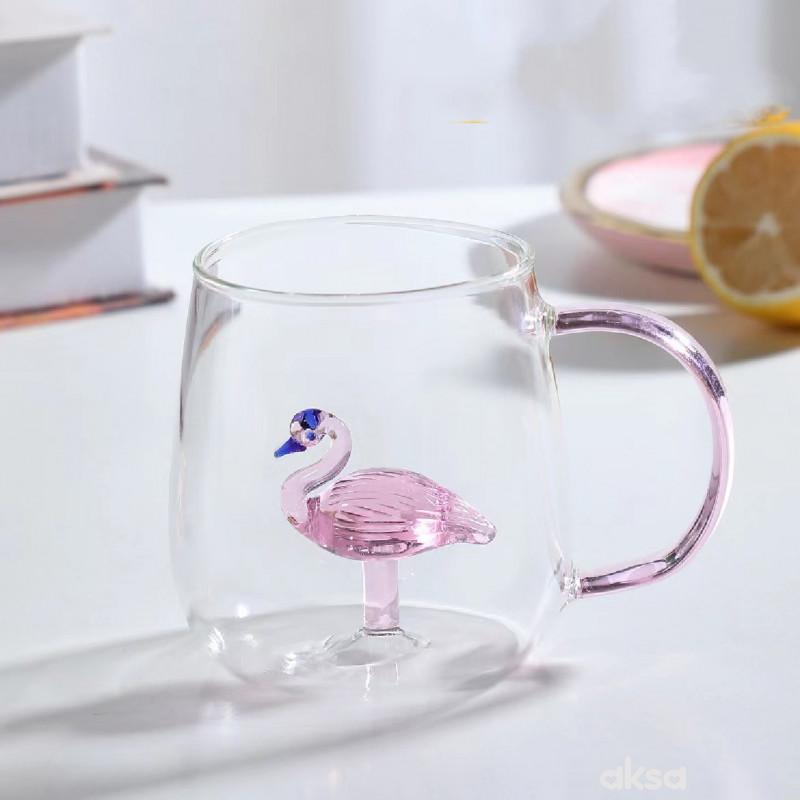 Cute&Cool HOME Staklena čaša flamingo 