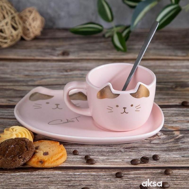 Cute&Cool HOME Set šolja i tacna, mačka 