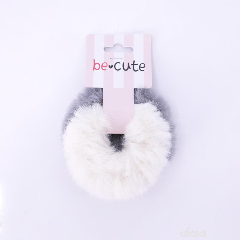 Be Cute Plišana gumica za kosu, bela 