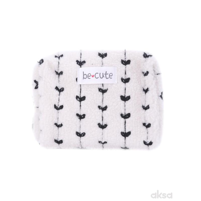 Be Cute plišani neseser sa crnim srcima M 