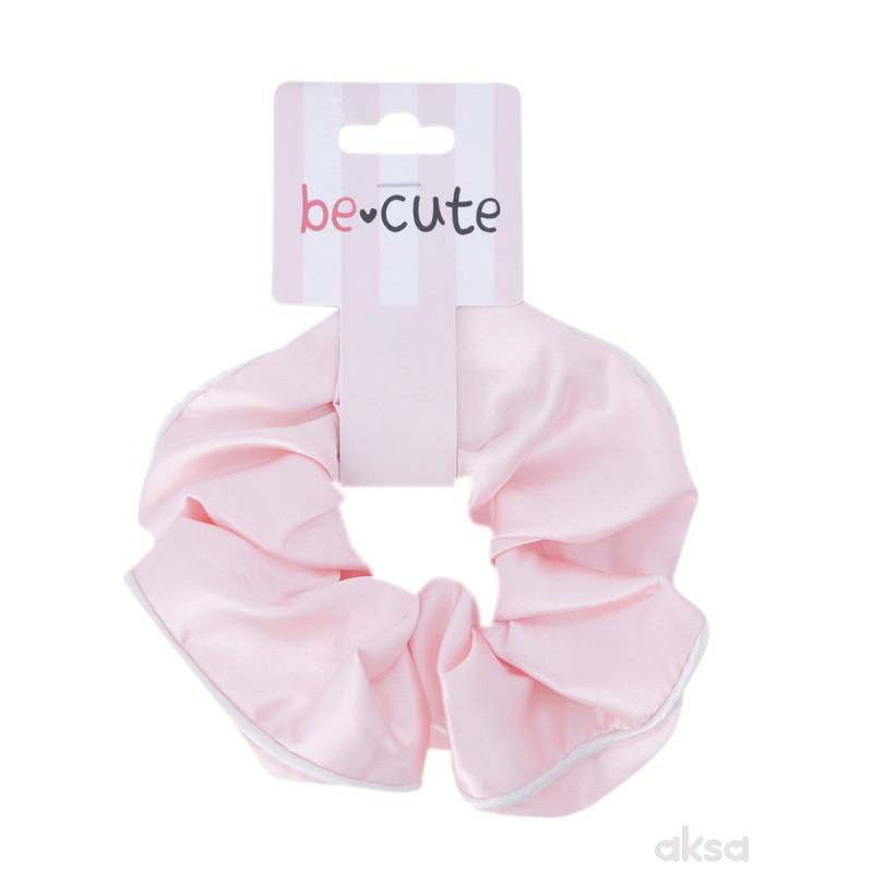 Be Cute satenska gumica za kosu, roze 