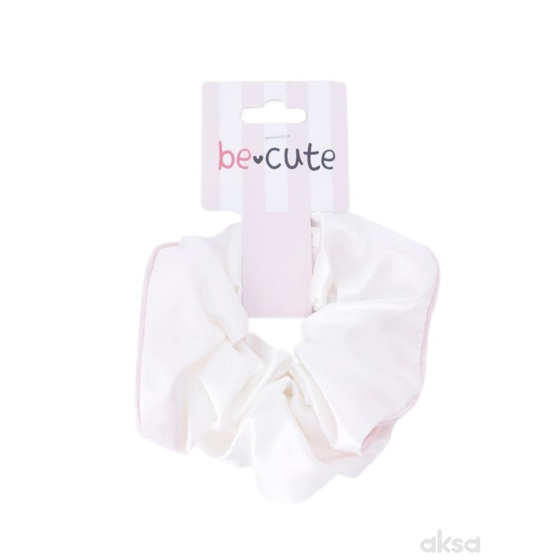Be Cute satenska gumica za kosu, bela 