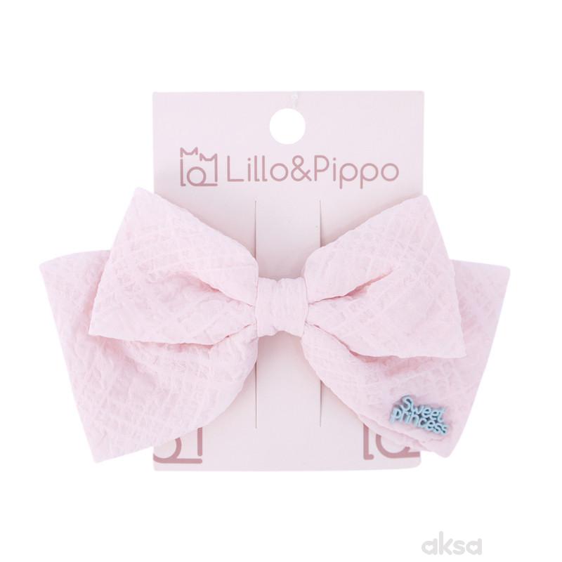 Lillo&Pippo, šnalica za kosu mašnica, roze