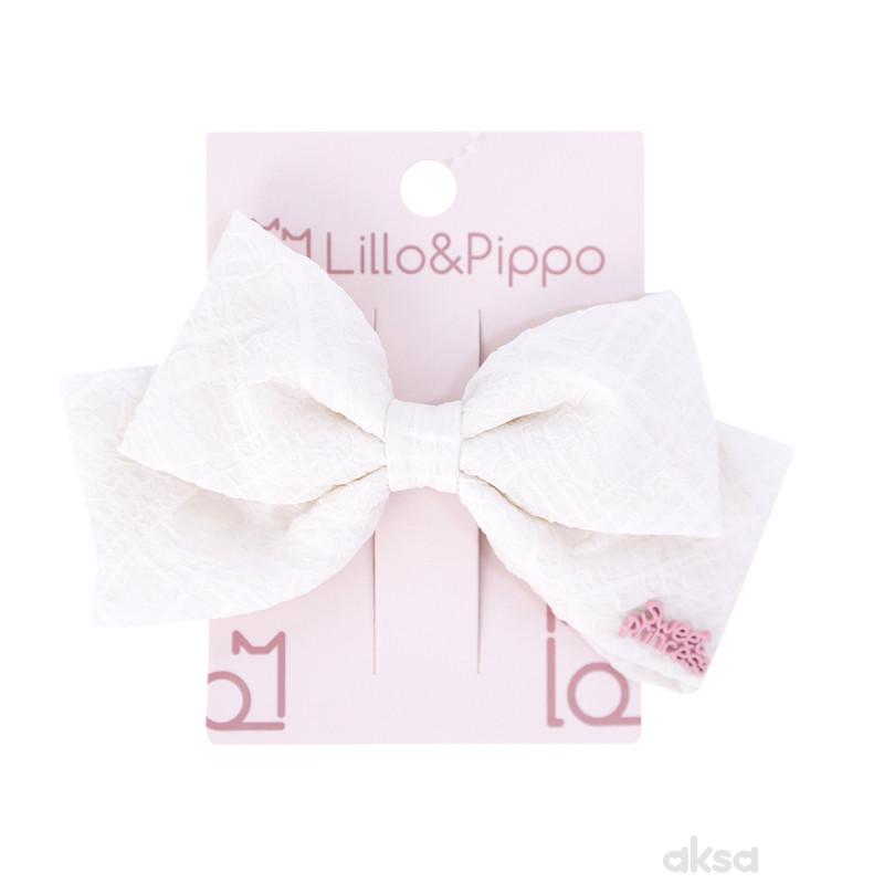 Lillo&Pippo, šnalica za kosu mašnica, bela