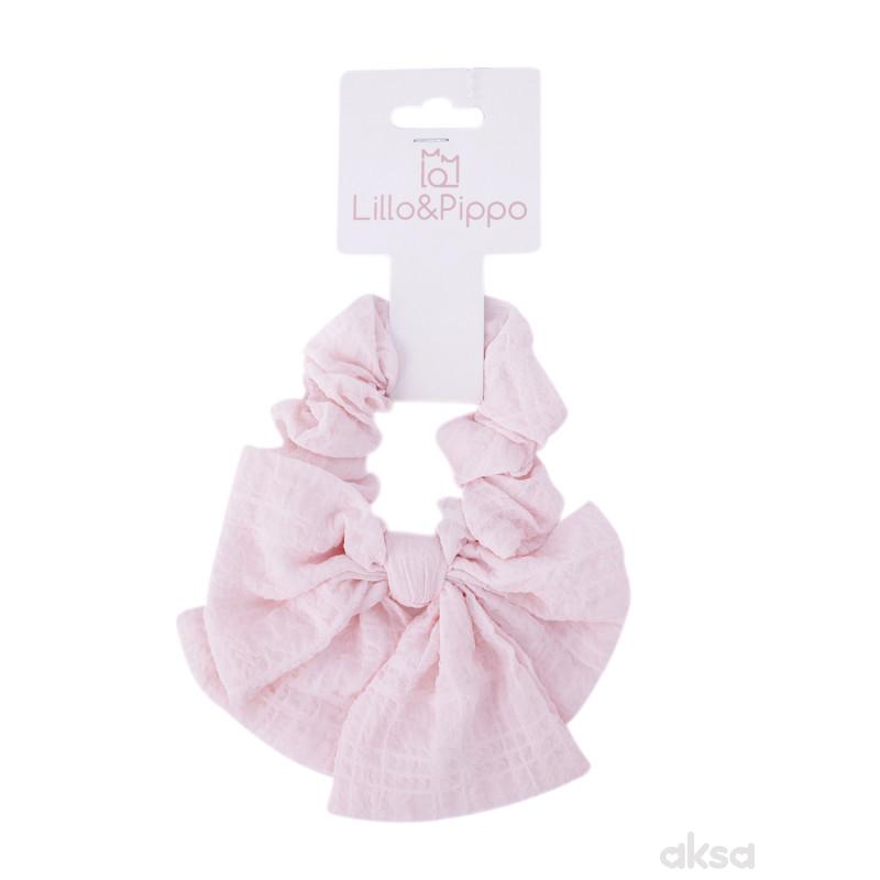 Lillo&Pippo, gumica za kosu mašnica, roze 
