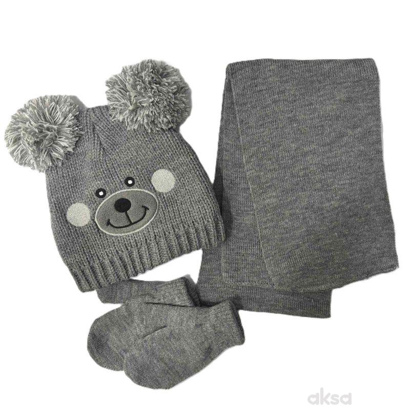 Lillo&Pippo set kapa, šal, rukavice za bebe meda 