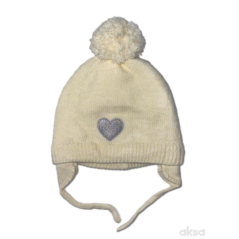 Lillo&Pippo zimska kapa srce, bela 50cm 