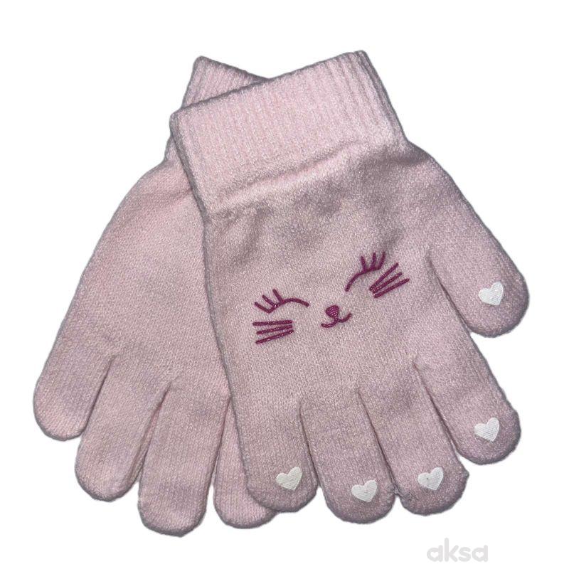 Lillo&Pippo zimske rukavice maca, roze 