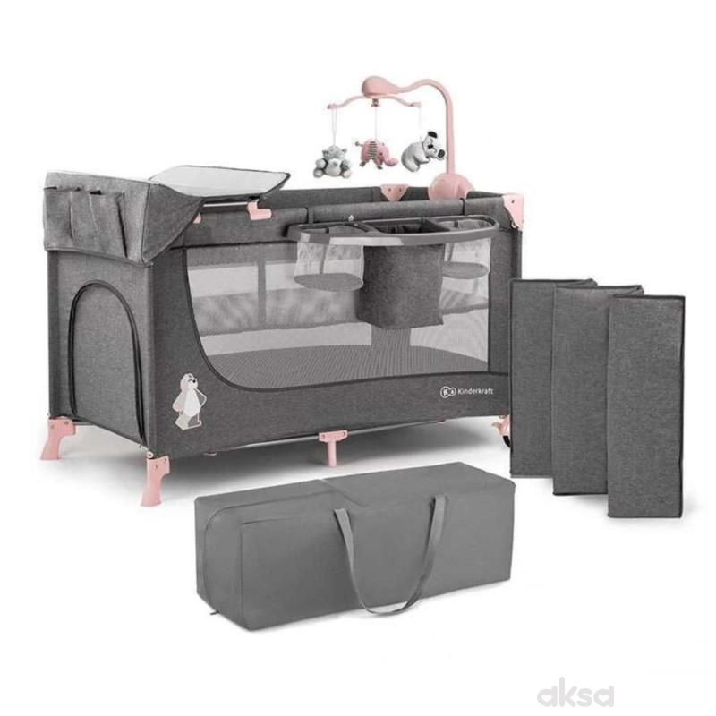 Kinderkraft prenosivi krevetac i dodaci Joy Pink 
